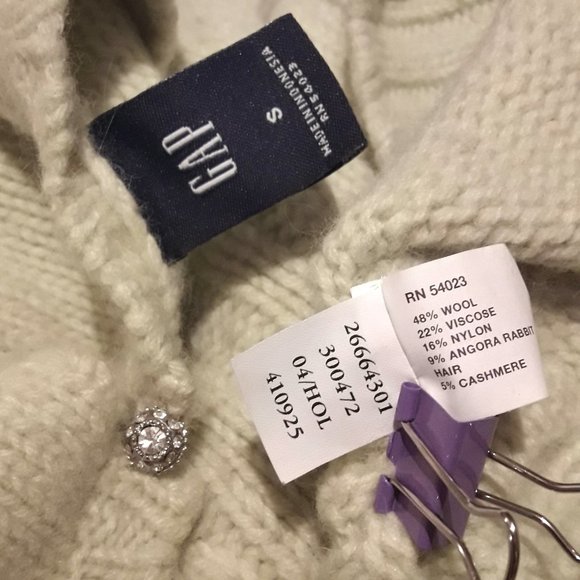 Cashmere Wool Angora Sweater Cable Knit Lt Green S - Picture 15 of 17